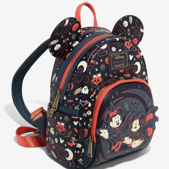 Loungefly Disney Halloween Mickey and Minnie Backpack Glow in the Dark - Picture 3 of 7